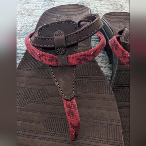 Chaco Sway Ecotread Women's Size 10 Brown Red Floral Thong Flip Flops Outdoors - Picture 5 of 7